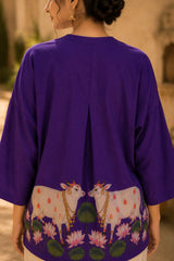 Surbhi Kalamkari Oversized Cotton Shirt for Women – Violet