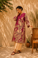Taal Premium Cotton Kurta Set with Pants – Magenta Artistic Ethnic Wear