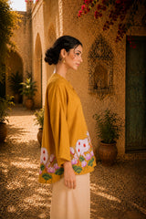 Surbhi Kalamkari Oversized Cotton Shirt for Women – Golden Yellow