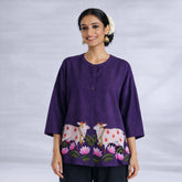Surbhi Kalamkari Oversized Cotton Shirt for Women – Violet