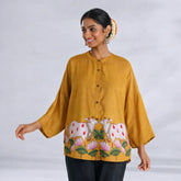 Surbhi Kalamkari Oversized Cotton Shirt for Women – Golden Yellow