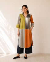 Retro Tangerine & Heena Cotton Kurti Set For Women