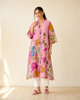 Vrindika Premium Cotton Printed Kurta Set with Pants – Pink Floral Ethnic Wear