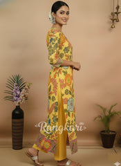 Sunshine Bloom Printed Floral Yellow Cotton Kurta for Women – Ethnic Elegance with Modern Charm