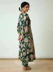 Green Kalamkari Print Kurta Set with Mukaish Embroidery - Ethnic Wear for Women
