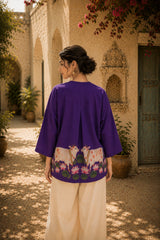 Surbhi Kalamkari Oversized Cotton Shirt for Women – Violet