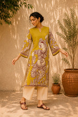 Taal Premium Cotton Kurta Set with Pants – Mustard Yellow Artistic Ethnic Wear