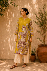 Taal Premium Cotton Kurta Set with Pants – Mustard Yellow Artistic Ethnic Wear