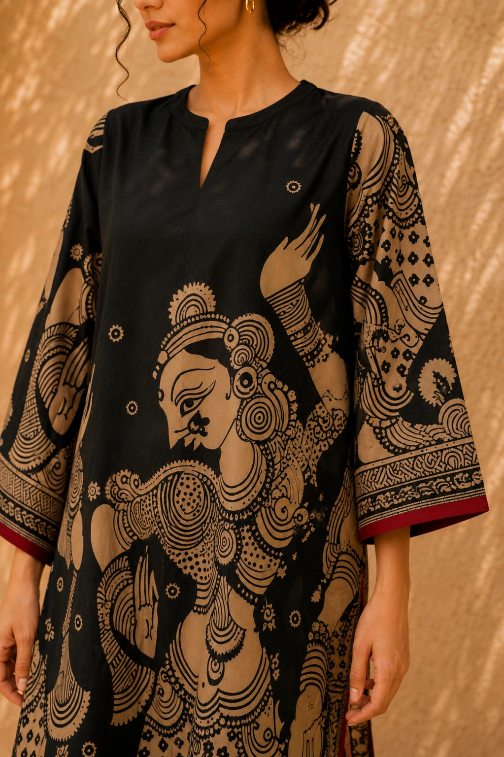 Taal Premium Cotton Kurta Set with Pants – Charcoal Artistic Ethnic Wear