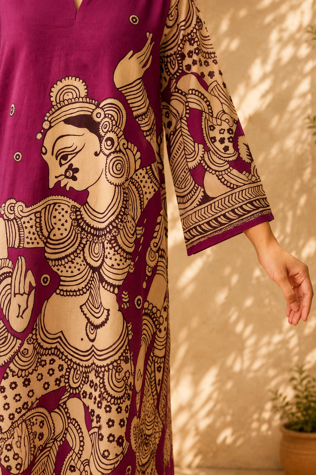 Taal Premium Cotton Kurta Set with Pants – Magenta Artistic Ethnic Wear