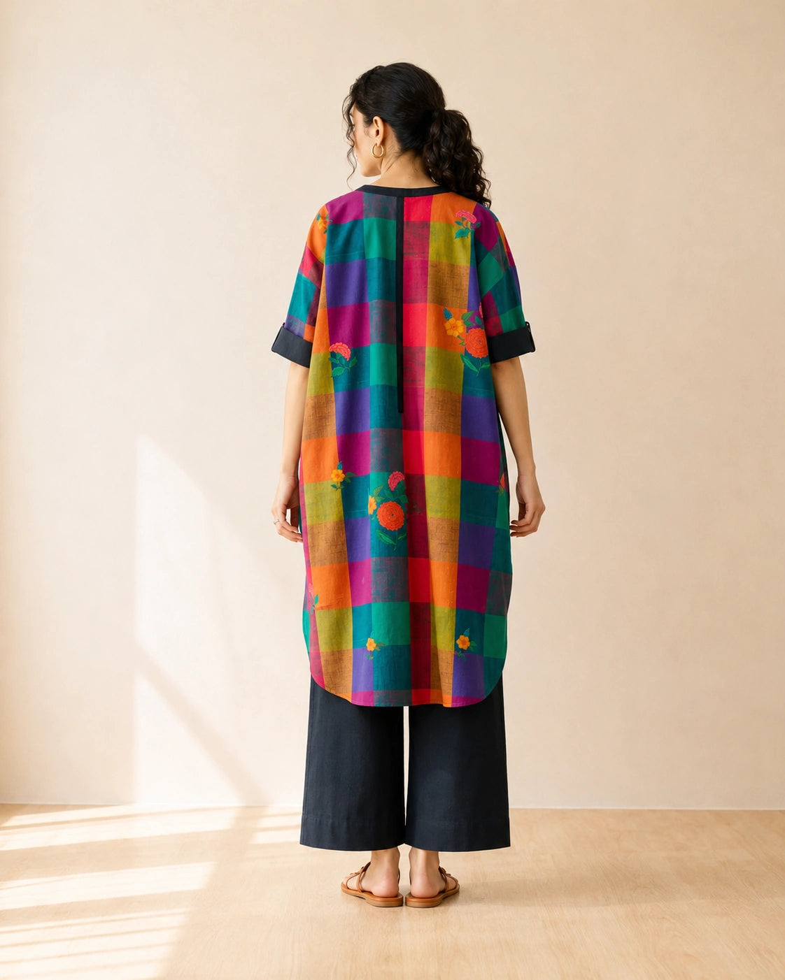 Echo Black Multicolor Cotton Kurti Set for Women