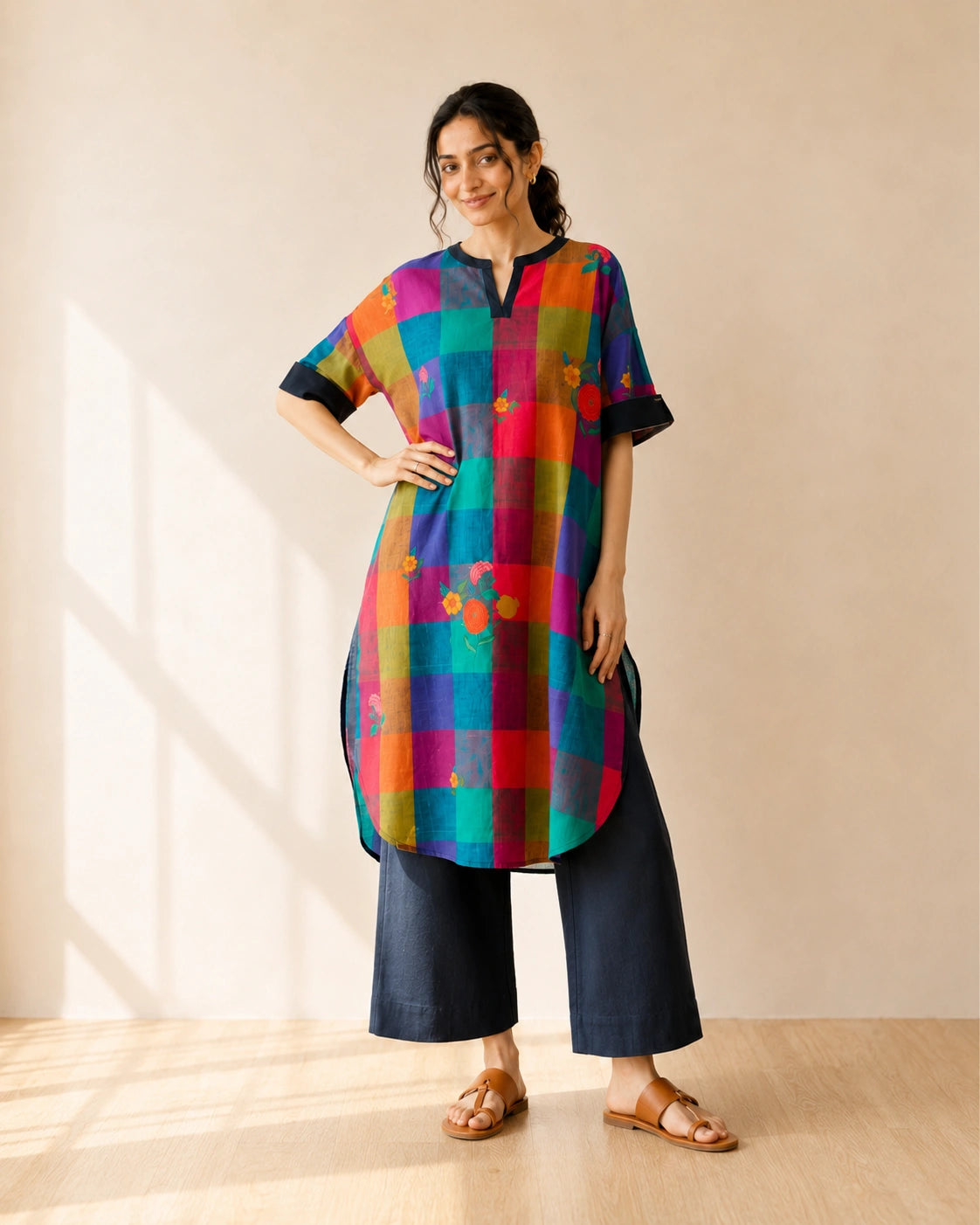 Echo Black Multicolor Cotton Kurti Set for Women