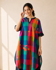 Echo Black Multicolor Cotton Kurti Set for Women