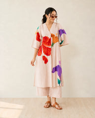 Hibiscus Off White Cotton Kurti Set for Women