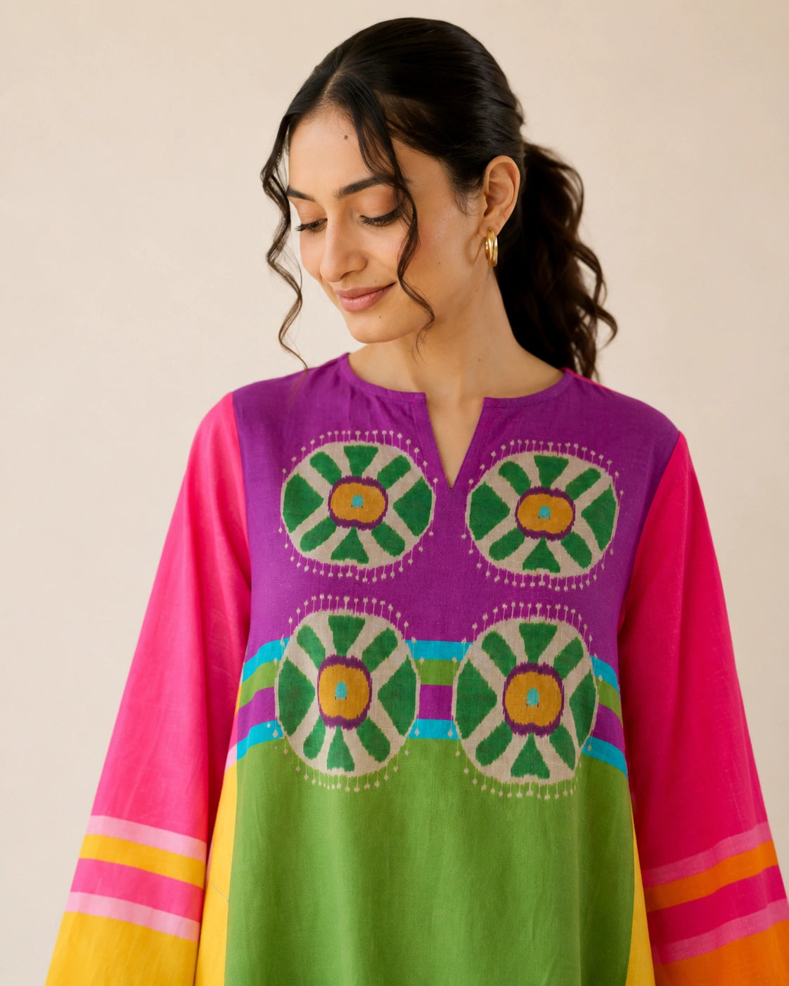Chakra Multicolour Cotton Kurti Set for Women