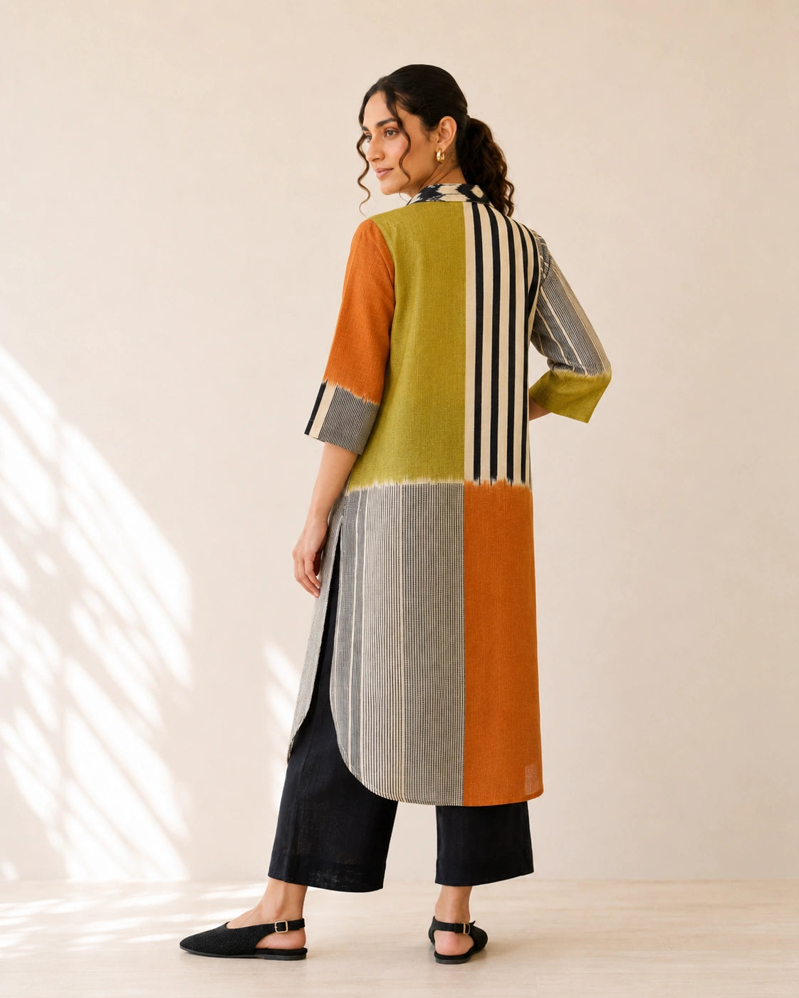 Retro Tangerine & Heena Cotton Kurti Set For Women