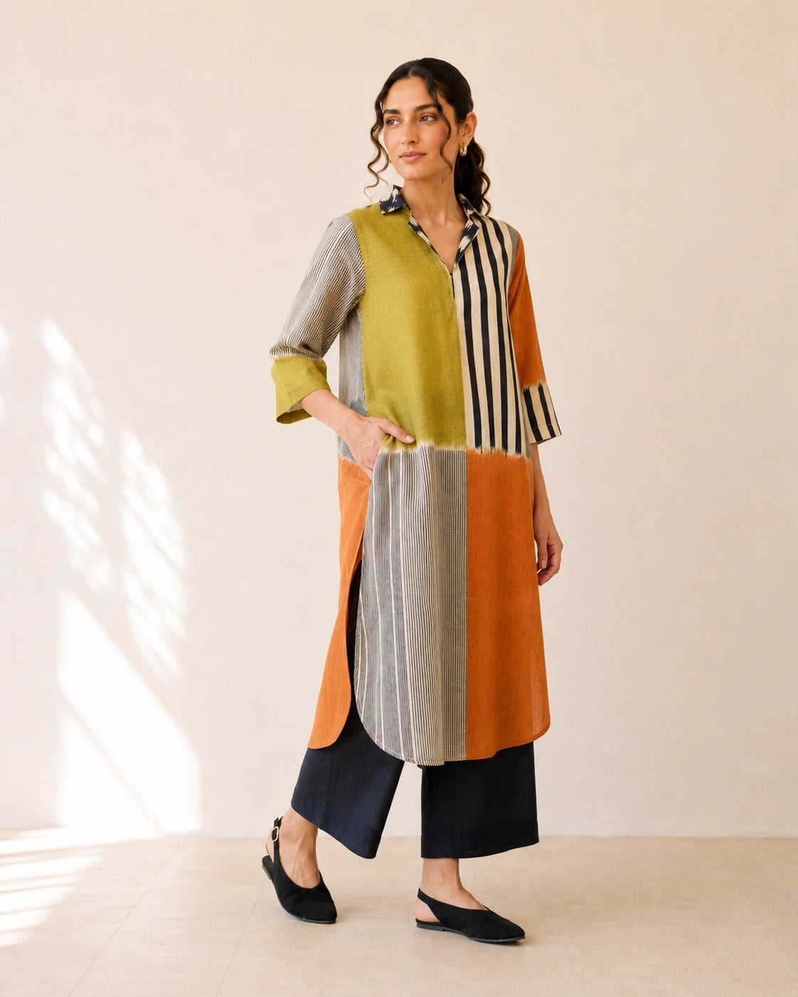 Retro Tangerine & Heena Cotton Kurti Set For Women