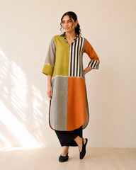 Retro Tangerine & Heena Cotton Kurti Set For Women
