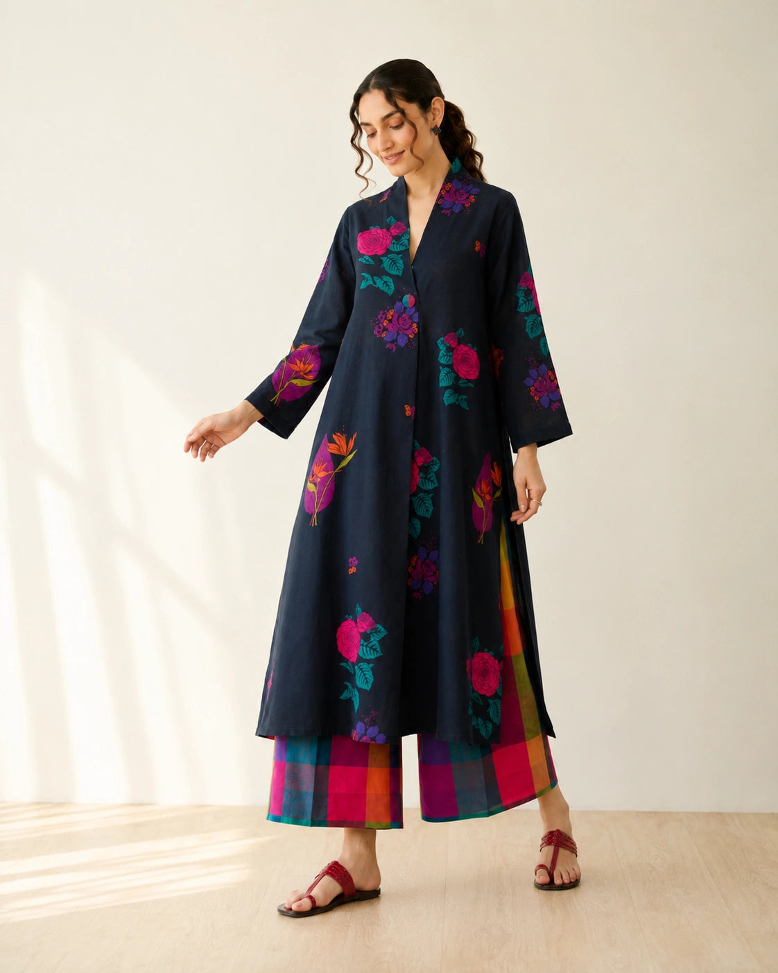 Potpourri Black Premium Cotton Kurti Set for Women