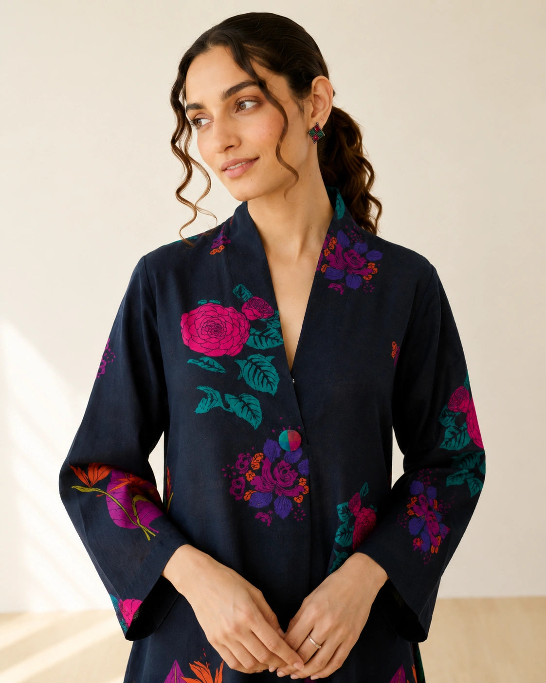 Potpourri Black Premium Cotton Kurti Set for Women