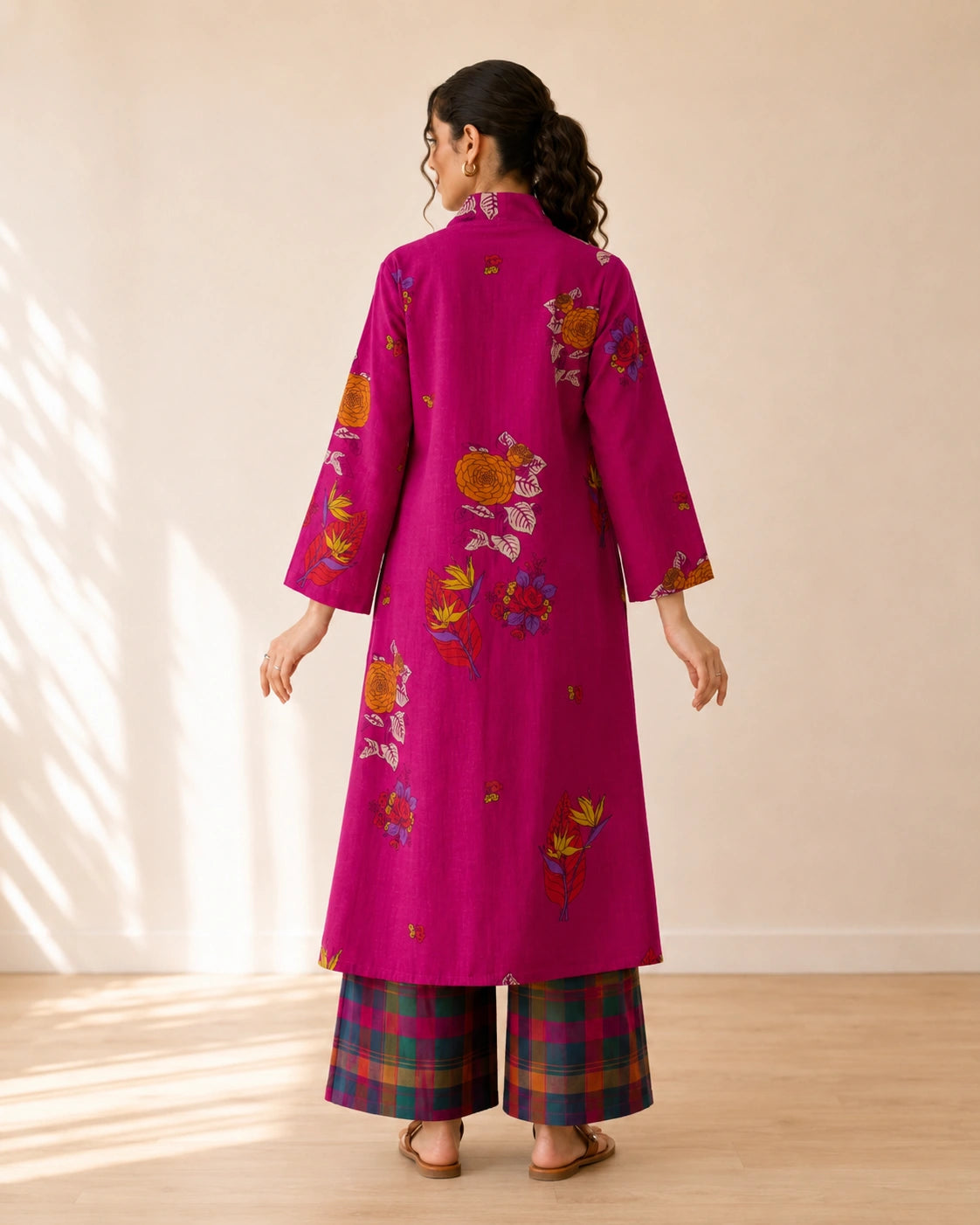 Potpourri Fuchsia Cotton Kurti Set for Women
