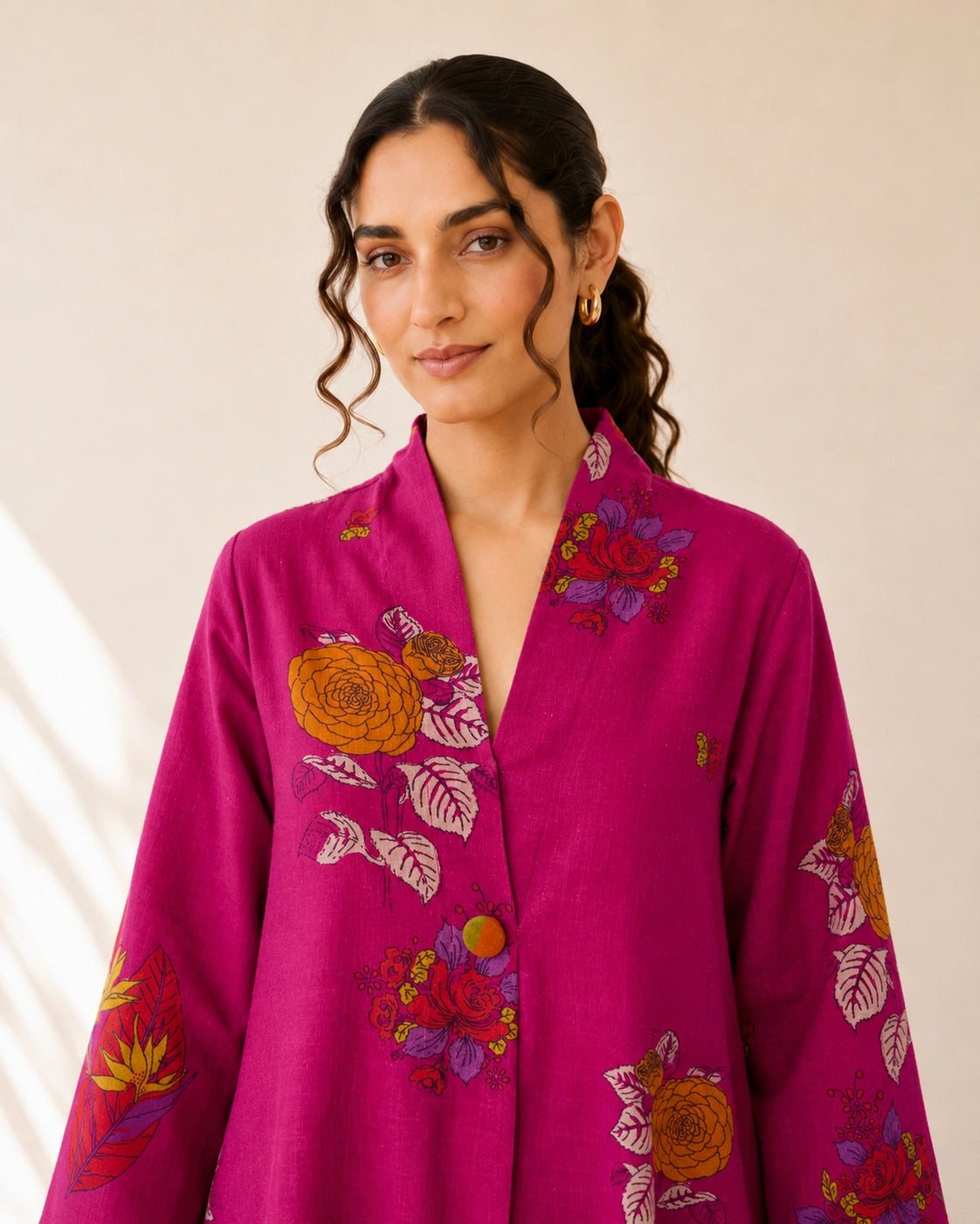 Potpourri Fuchsia Cotton Kurti Set for Women
