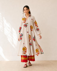 Potpourri Off White Cotton Kurti Set for Women