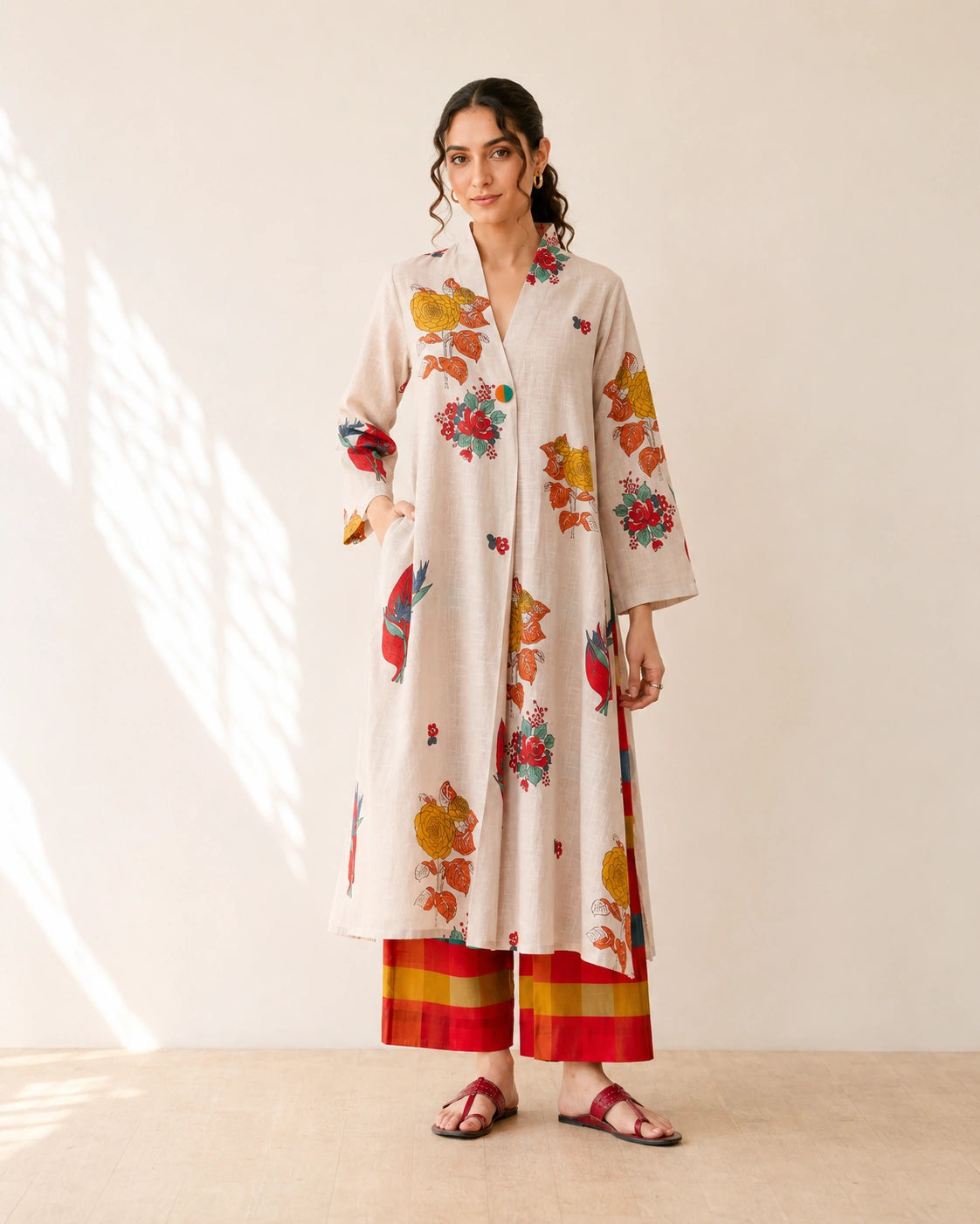 Potpourri Off White Cotton Kurti Set for Women