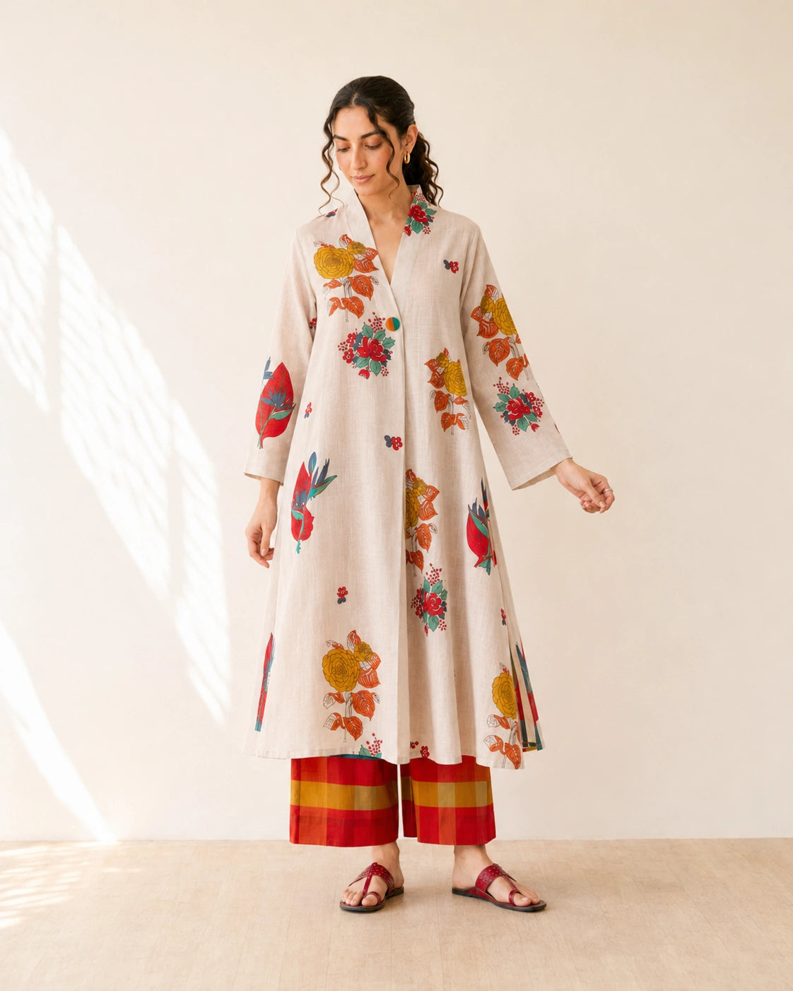 Potpourri Off White Cotton Kurti Set for Women