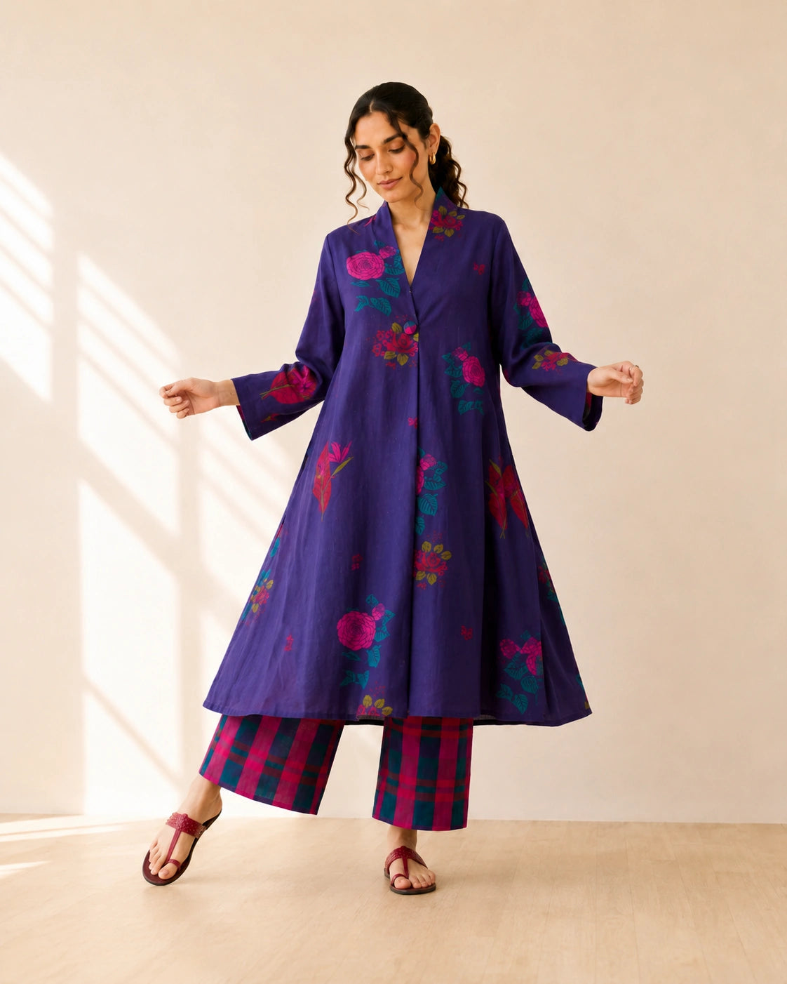 Potpourri Violet Cotton Kurti Set for Women