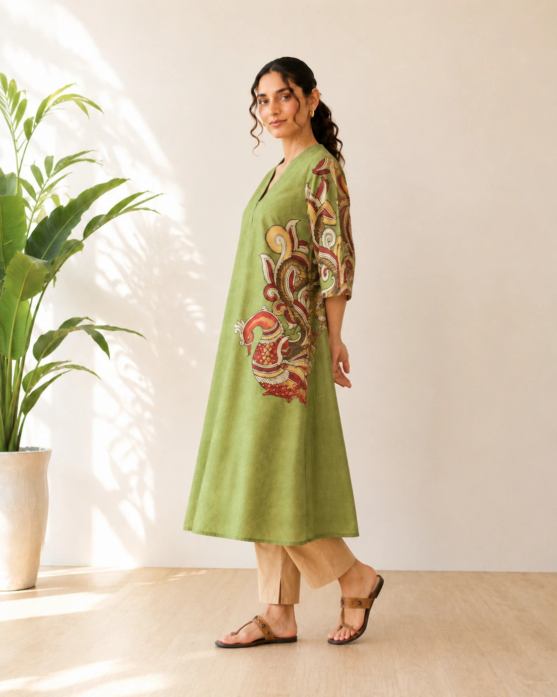 Morni Sage Green Cotton Kurti Set for Women
