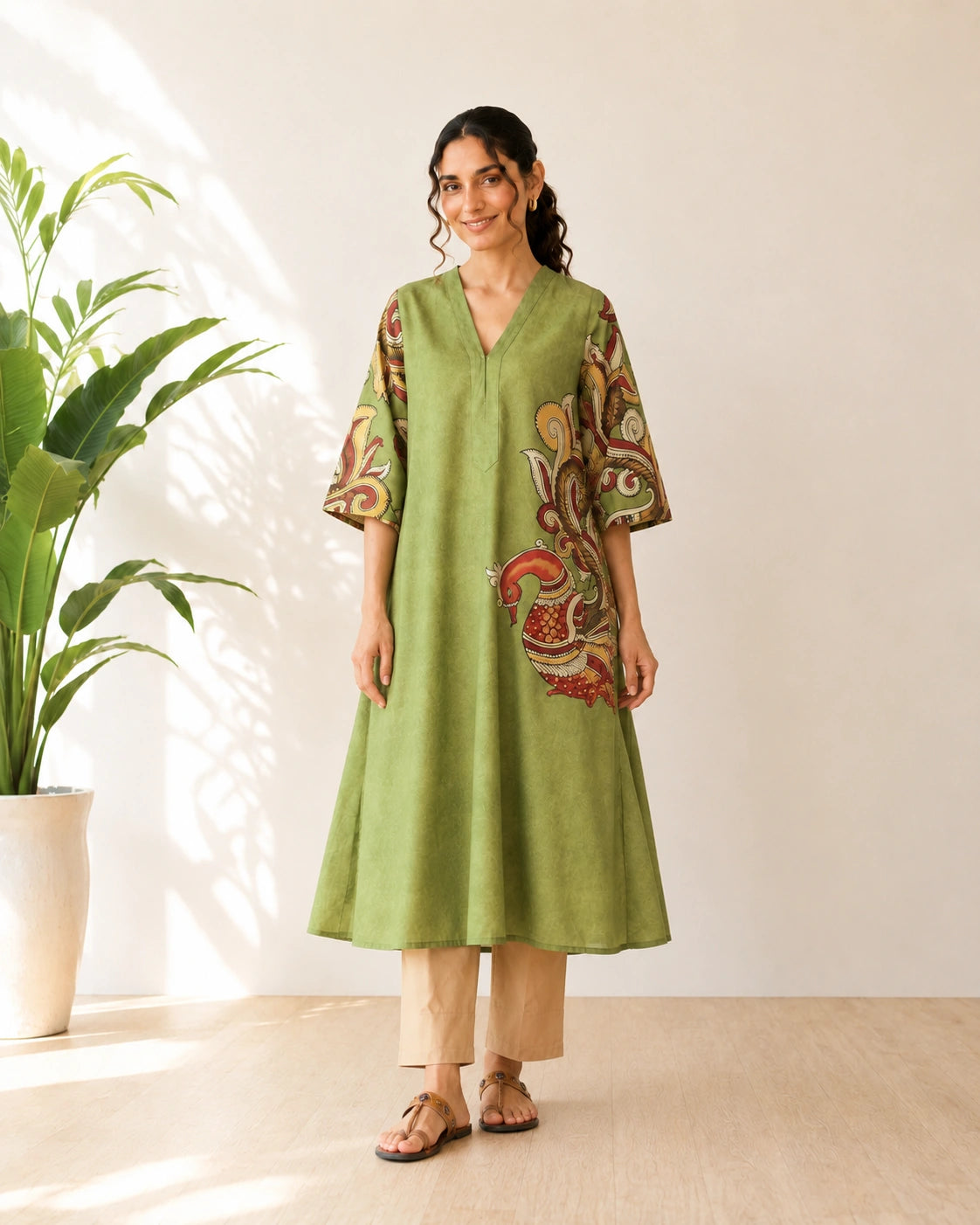 Morni Sage Green Cotton Kurti Set for Women