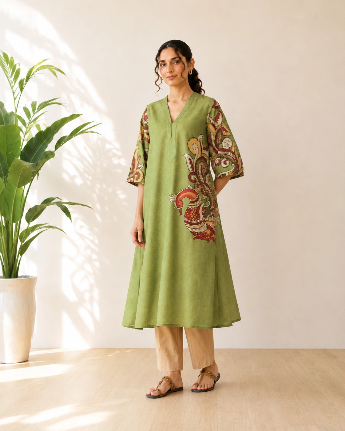 Morni Sage Green Cotton Kurti Set for Women