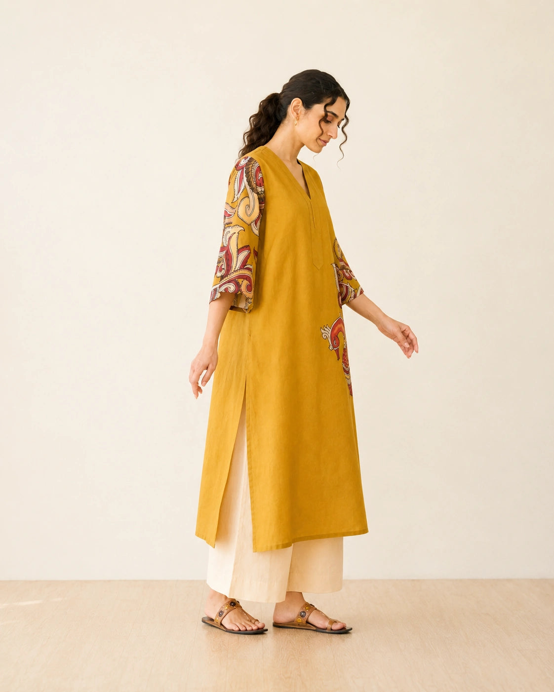 Morni Mustard Soft Cotton Kurti Set for Women