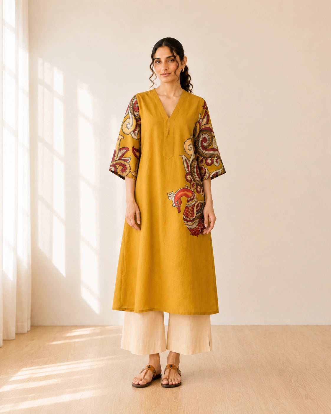 Morni Mustard Soft Cotton Kurti Set for Women