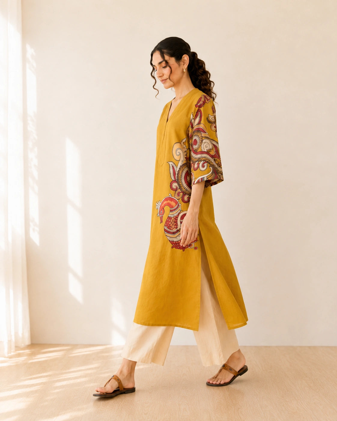 Morni Mustard Soft Cotton Kurti Set for Women