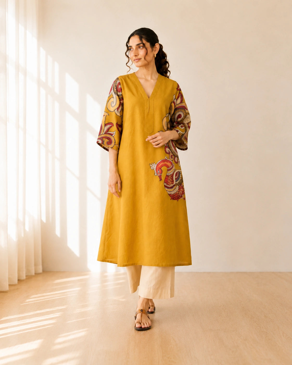 Morni Mustard Soft Cotton Kurti Set for Women