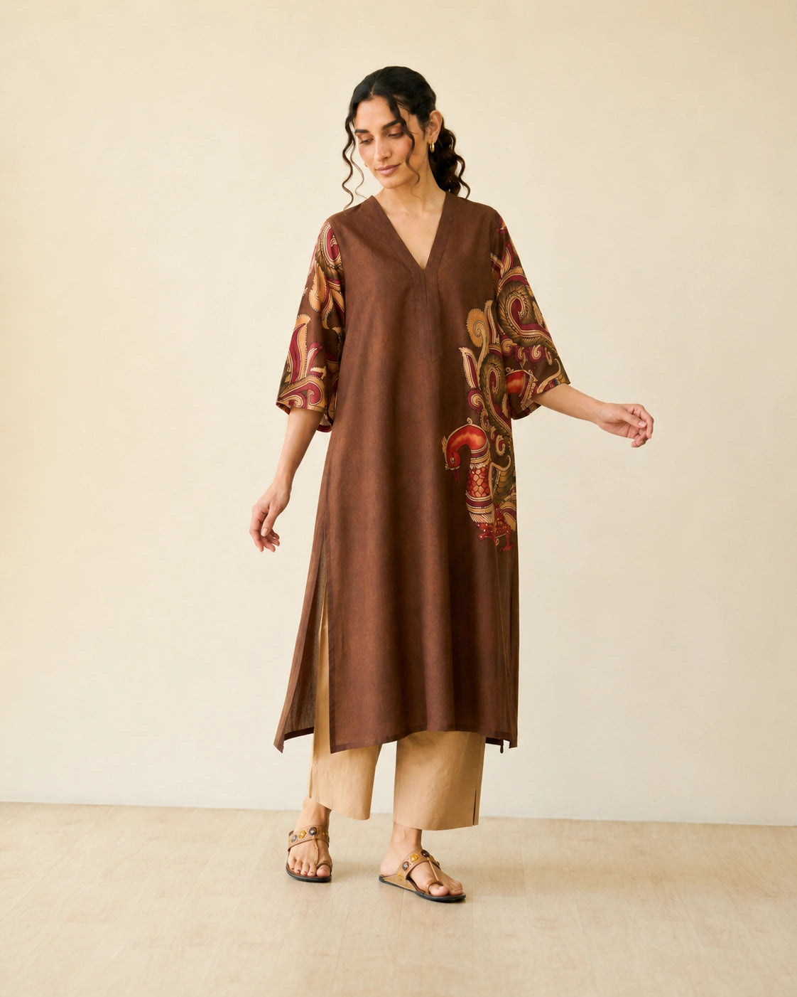Morni Brown Soft Cotton Kurti Set for Women