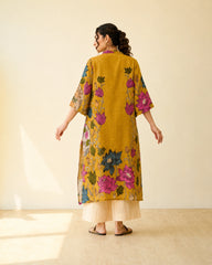 Vrindika Premium Cotton Printed Kurta Set with Pants – Mustard Floral Ethnic Wear