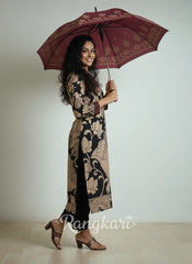 Black & Beige Kalamkari Kurta Set with Embroidery - Modern Ethnic Wear for Women