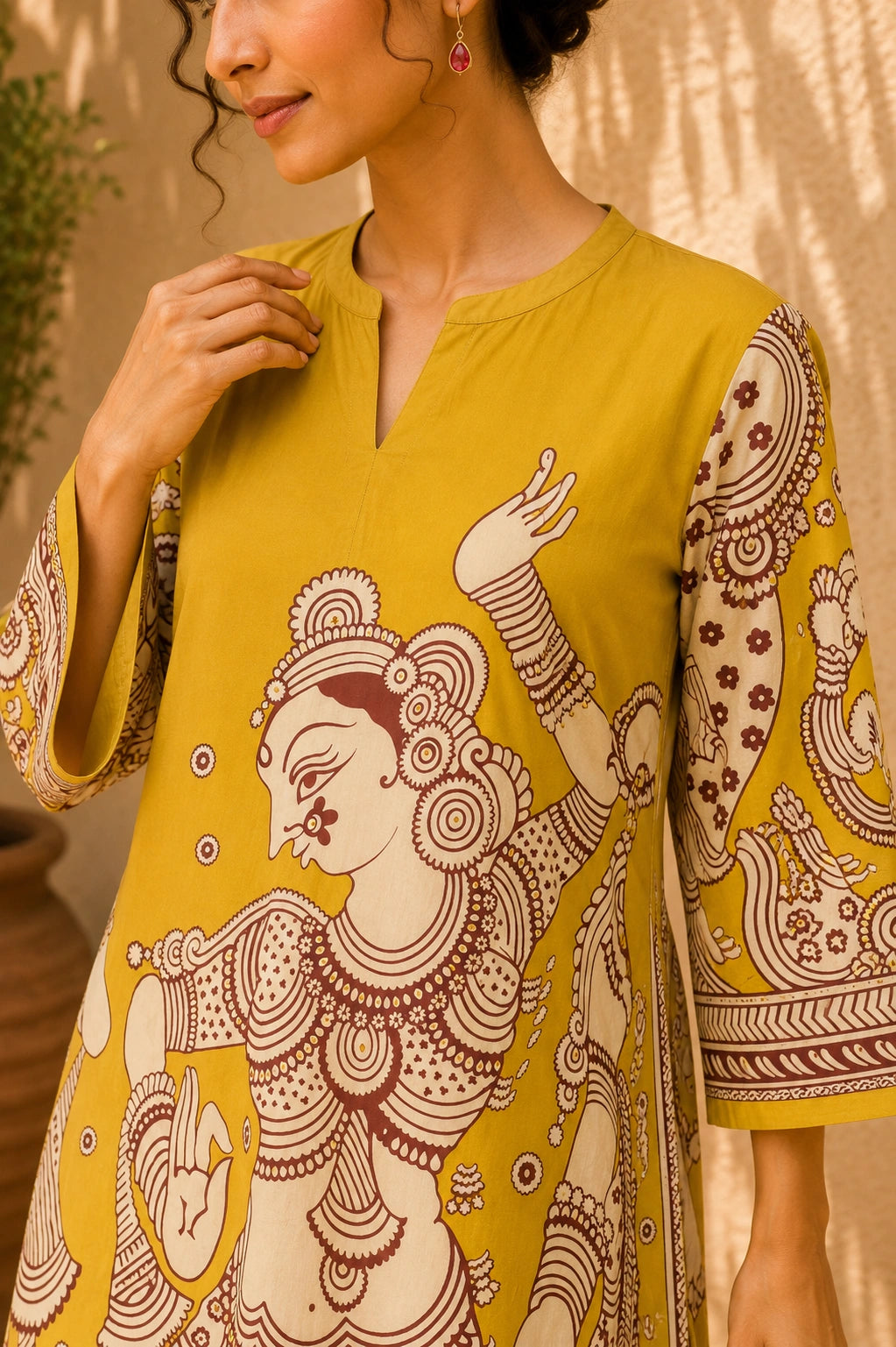 Taal Premium Cotton Kurta Set with Pants – Mustard Yellow Artistic Ethnic Wear