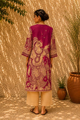 Taal Premium Cotton Kurta Set with Pants – Magenta Artistic Ethnic Wear