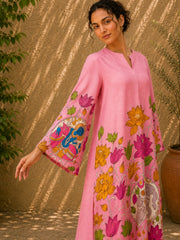 Vrindika Premium Cotton Printed Co-ord Set with Pants – Pink Floral Ethnic Wear